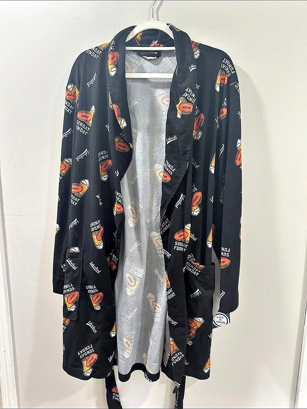 Life Is Good Printed Robe in Black Size Medium NWT